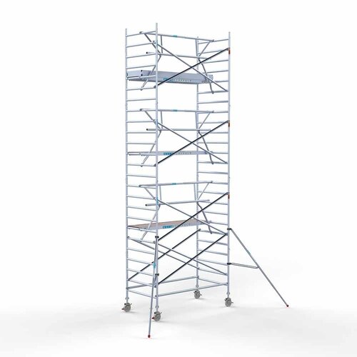 Andamio móvil completo 135 x 250 x 8,2 m altura de trabajo incl. plataforma ligera + barandillas individuales delanteras Euroscaffold Andamio móvil completo 135 x 250 x 8,2 m altura de trabajo incl. plataforma ligera + barandillas individuales delanteras