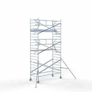 Euroscaffold Andamio móvil completo 135 x 305 x 7,2 m altura de trabajo incl. plataforma ligera + barandillas individuales delanteras Andamio móvil completo 135 x 305 x 7,2 m altura de trabajo incl. plataforma ligera + barandillas individuales delanteras