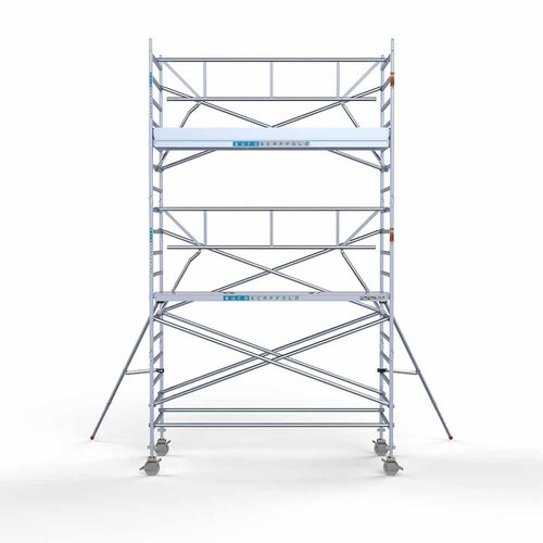 Andamio rodante completo con barandillas simples delanteras 135 x 305 x 6,2 m con plataforma ligera Euroscaffold Andamio rodante completo con barandillas simples delanteras 135 x 305 x 6,2 m con plataforma ligera