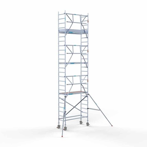 Andamio móvil completo 75 x 190 x 8,2 m altura de trabajo incl. plataforma ligera + barandillas individuales delanteras Euroscaffold Andamio móvil completo 75 x 190 x 8,2 m altura de trabajo incl. plataforma ligera + barandillas individuales delanteras