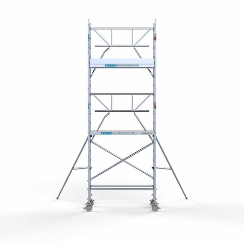 Andamio móvil completo 75 x 190 x 6,2 m altura de trabajo incl. plataforma ligera + barandillas simples delanteras Euroscaffold Andamio móvil completo 75 x 190 x 6,2 m altura de trabajo incl. plataforma ligera + barandillas simples delanteras