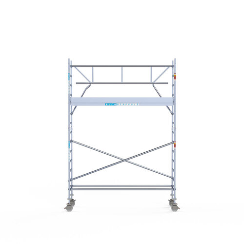 Andamio móvil completo 75 x 305 x 5,2 m altura de trabajo incl. plataforma ligera + barandillas simples delanteras Euroscaffold Andamio móvil completo 75 x 305 x 5,2 m altura de trabajo incl. plataforma ligera + barandillas simples delanteras