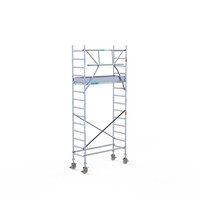 Euroscaffold Andamio móvil completo 75 x 190 x 5,2 m altura de trabajo incl. plataforma ligera + barandillas individuales delanteras Euroscaffold Andamio móvil completo 75 x 190 x 5,2 m altura de trabajo incl. plataforma ligera + barandillas individuales delanteras