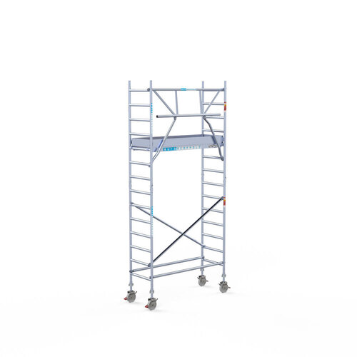 Andamio móvil completo 75 x 190 x 5,2 m altura de trabajo incl. plataforma ligera + barandillas individuales delanteras Euroscaffold Andamio móvil completo 75 x 190 x 5,2 m altura de trabajo incl. plataforma ligera + barandillas individuales delanteras