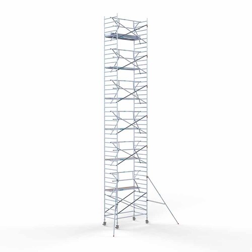 Andamio rodante completo 135 x 250 x 14,2 m altura de trabajo + barandillas simples delanteras Euroscaffold Andamio rodante completo 135 x 250 x 14,2 m altura de trabajo + barandillas simples delanteras