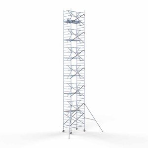 Euroscaffold Andamio rodante completo 135 x 190 x 14,2 m altura de trabajo + barandillas simples delanteras Euroscaffold Andamio rodante completo 135 x 190 x 14,2 m altura de trabajo + barandillas simples delanteras