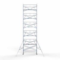 Euroscaffold Andamio rodante completo 135 x 305 x 12,2 m altura de trabajo + barandillas simples delanteras