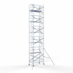 Euroscaffold Andamio rodante completo 135 x 250 x 12,2 m altura de trabajo + barandillas simples delanteras Euroscaffold Andamio rodante completo 135 x 250 x 12,2 m altura de trabajo + barandillas simples delanteras