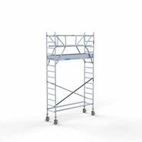 Euroscaffold Andamio móvil completo 75 x 250 x 5,2 m altura de trabajo incl. doble barandilla frontal Euroscaffold Andamio móvil completo 75 x 250 x 5,2 m altura de trabajo incl. doble barandilla frontal