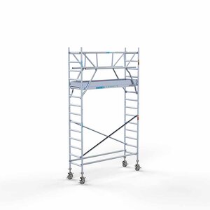 Euroscaffold Andamio móvil completo 75 x 250 x 5,2 m altura de trabajo incl. doble barandilla frontal Euroscaffold Andamio móvil completo 75 x 250 x 5,2 m altura de trabajo incl. doble barandilla frontal