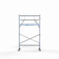 Euroscaffold Andamio móvil completo 75 x 250 x 5,2 m altura de trabajo incl. doble barandilla frontal Euroscaffold Andamio móvil completo 75 x 250 x 5,2 m altura de trabajo incl. doble barandilla frontal