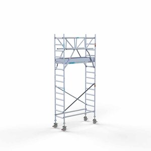 Euroscaffold Andamio móvil completo 75 x 190 x 5,2 m altura de trabajo incl. doble barandilla frontal Euroscaffold Andamio móvil completo 75 x 190 x 5,2 m altura de trabajo incl. doble barandilla frontal