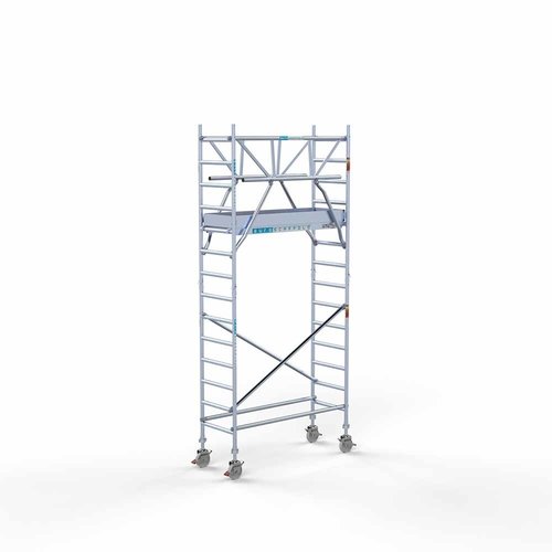 Andamio móvil completo 75 x 190 x 5,2 m altura de trabajo incl. doble barandilla frontal Euroscaffold Andamio móvil completo 75 x 190 x 5,2 m altura de trabajo incl. doble barandilla frontal