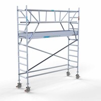 Euroscaffold Andamio móvil completo 75 x 305 x 4,2 m altura de trabajo incl. doble barandilla frontal Euroscaffold Andamio móvil completo 75 x 305 x 4,2 m altura de trabajo incl. doble barandilla frontal