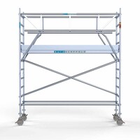 Euroscaffold Andamio móvil completo 75 x 305 x 4,2 m altura de trabajo incl. doble barandilla frontal Euroscaffold Andamio móvil completo 75 x 305 x 4,2 m altura de trabajo incl. doble barandilla frontal