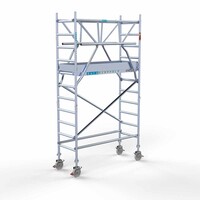 Euroscaffold Andamio móvil completo 75 x 190 x 4,2 m altura de trabajo + doble barandilla frontal Euroscaffold Andamio móvil completo 75 x 190 x 4,2 m altura de trabajo + doble barandilla frontal