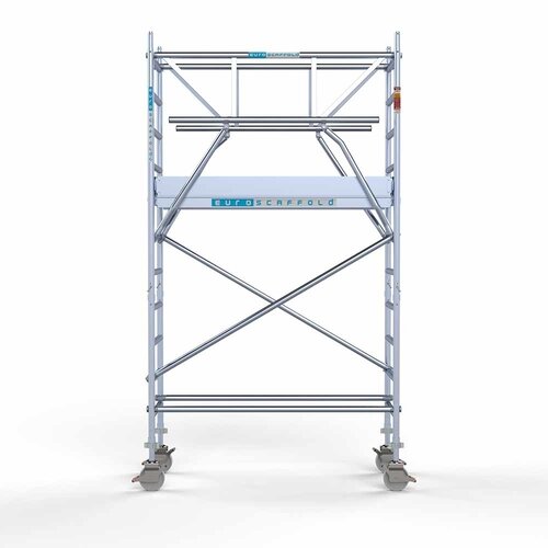 Andamio móvil completo 75 x 190 x 4,2 m altura de trabajo + doble barandilla frontal Euroscaffold Andamio móvil completo 75 x 190 x 4,2 m altura de trabajo + doble barandilla frontal