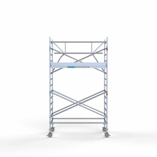 Andamio móvil completo con barandillas simples delanteras 135 x 250 x 5,2 m de altura de trabajo Euroscaffold Andamio móvil completo con barandillas simples delanteras 135 x 250 x 5,2 m de altura de trabajo