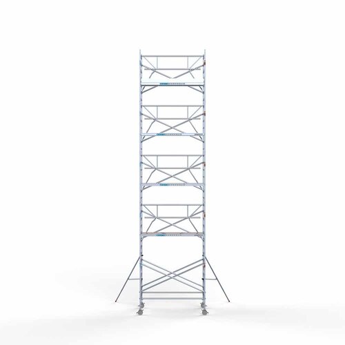 Andamio rodante completo 135 x 250 x 11,2 m altura de trabajo + barandillas simples delanteras Euroscaffold Andamio rodante completo 135 x 250 x 11,2 m altura de trabajo + barandillas simples delanteras