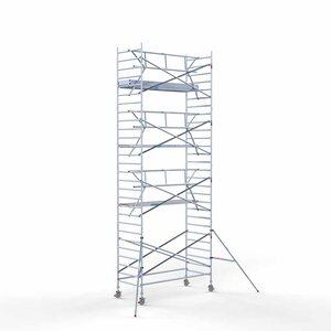 Euroscaffold Andamio rodante completo 135 x 305 x 9,2 m altura de trabajo + barandillas simples delanteras Euroscaffold Andamio rodante completo 135 x 305 x 9,2 m altura de trabajo + barandillas simples delanteras