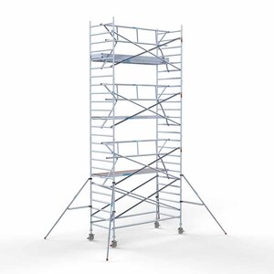 Euroscaffold Andamio móvil completo 135 x 305 x 8,2 m altura de trabajo + barandillas simples delanteras Euroscaffold Andamio móvil completo 135 x 305 x 8,2 m altura de trabajo + barandillas simples delanteras