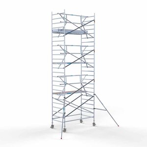 Euroscaffold Andamio móvil completo 135 x 250 x 8,2 m de altura de trabajo + barandillas simples delanteras Euroscaffold Andamio móvil completo 135 x 250 x 8,2 m de altura de trabajo + barandillas simples delanteras