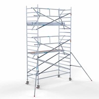 Euroscaffold Andamio móvil completo con barandillas simples delanteras 135 x 305 x 6,2 m de altura de trabajo