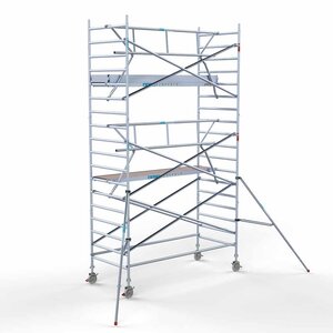 Euroscaffold Andamio móvil completo con barandillas simples delanteras 135 x 305 x 6,2 m de altura de trabajo Euroscaffold Andamio móvil completo con barandillas simples delanteras 135 x 305 x 6,2 m de altura de trabajo