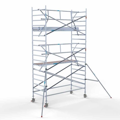 Andamio móvil completo con barandillas simples delanteras 135 x 305 x 6,2 m de altura de trabajo Euroscaffold Andamio móvil completo con barandillas simples delanteras 135 x 305 x 6,2 m de altura de trabajo