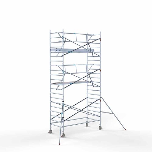 Andamio móvil completo 135 x 305 x 7,2 m de altura de trabajo + barandillas simples delanteras Euroscaffold Andamio móvil completo 135 x 305 x 7,2 m de altura de trabajo + barandillas simples delanteras