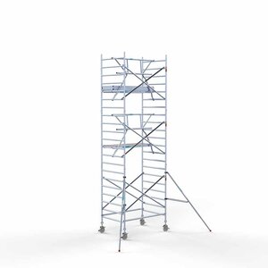 Euroscaffold Andamio móvil completo con barandillas simples delanteras 135 x 190 x 7,2 m de altura de trabajo Euroscaffold Andamio móvil completo con barandillas simples delanteras 135 x 190 x 7,2 m de altura de trabajo