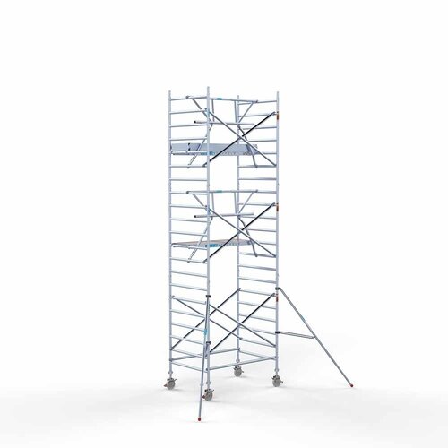 Andamio móvil completo con barandillas simples delanteras 135 x 190 x 7,2 m de altura de trabajo Euroscaffold Andamio móvil completo con barandillas simples delanteras 135 x 190 x 7,2 m de altura de trabajo