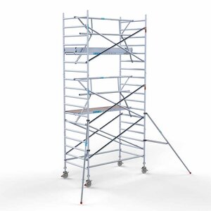 Euroscaffold Andamio móvil completo con barandillas simples delanteras 135 x 250 x 6,2 m de altura de trabajo Euroscaffold Andamio móvil completo con barandillas simples delanteras 135 x 250 x 6,2 m de altura de trabajo