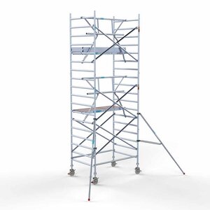 Euroscaffold Andamio móvil completo con barandillas simples delanteras 135 x 190 x 6,2 m de altura de trabajo Euroscaffold Andamio móvil completo con barandillas simples delanteras 135 x 190 x 6,2 m de altura de trabajo