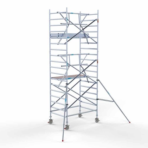 Andamio móvil completo con barandillas simples delanteras 135 x 190 x 6,2 m de altura de trabajo Euroscaffold Andamio móvil completo con barandillas simples delanteras 135 x 190 x 6,2 m de altura de trabajo