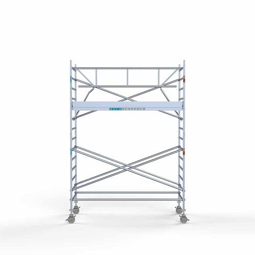 Andamio móvil completo con barandillas simples delanteras 135 x 305 x 5,2 m de altura de trabajo Euroscaffold Andamio móvil completo con barandillas simples delanteras 135 x 305 x 5,2 m de altura de trabajo