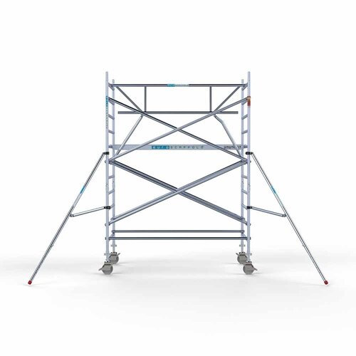 Andamio móvil completo con barandillas simples delanteras 135 x 250 x 4,2 m de altura de trabajo Euroscaffold Andamio móvil completo con barandillas simples delanteras 135 x 250 x 4,2 m de altura de trabajo