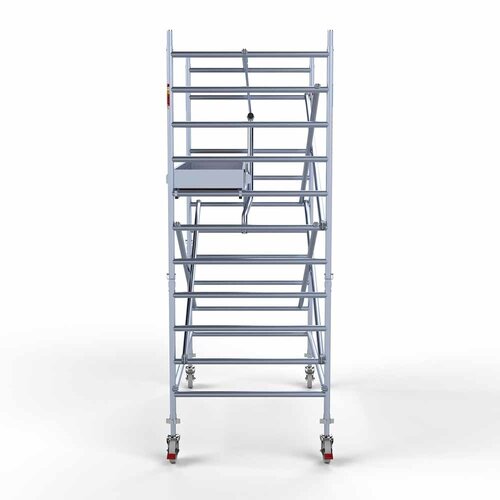 Andamio móvil completo con barandillas simples delanteras 135 x 250 x 4,2 m de altura de trabajo Euroscaffold Andamio móvil completo con barandillas simples delanteras 135 x 250 x 4,2 m de altura de trabajo