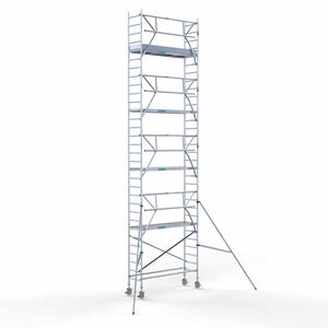 Euroscaffold Andamio móvil completo 75 x 250 x 10,2 m altura de trabajo + barandillas simples delanteras Euroscaffold Andamio móvil completo 75 x 250 x 10,2 m altura de trabajo + barandillas simples delanteras