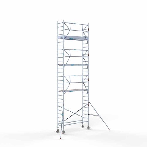 Andamio móvil completo 75 x 250 x 9,2 m altura de trabajo + barandillas simples delanteras Euroscaffold Andamio móvil completo 75 x 250 x 9,2 m altura de trabajo + barandillas simples delanteras