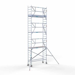 Euroscaffold Andamio móvil completo 75 x 250 x 8,2 m altura de trabajo + barandillas simples delanteras Euroscaffold Andamio móvil completo 75 x 250 x 8,2 m altura de trabajo + barandillas simples delanteras