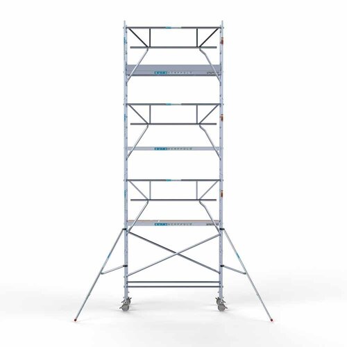 Andamio móvil completo 75 x 250 x 8,2 m altura de trabajo + barandillas simples delanteras Euroscaffold Andamio móvil completo 75 x 250 x 8,2 m altura de trabajo + barandillas simples delanteras