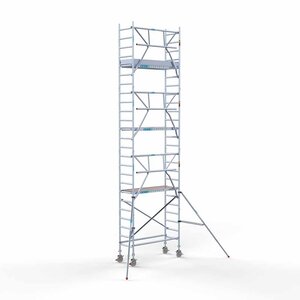 Euroscaffold Andamio móvil completo 75 x 190 x 8,2 m altura de trabajo + barandillas simples delanteras Euroscaffold Andamio móvil completo 75 x 190 x 8,2 m altura de trabajo + barandillas simples delanteras