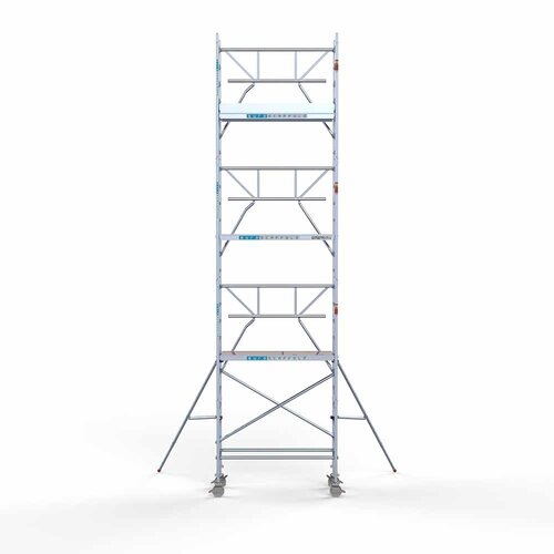 Andamio móvil completo 75 x 190 x 8,2 m altura de trabajo + barandillas simples delanteras Euroscaffold Andamio móvil completo 75 x 190 x 8,2 m altura de trabajo + barandillas simples delanteras