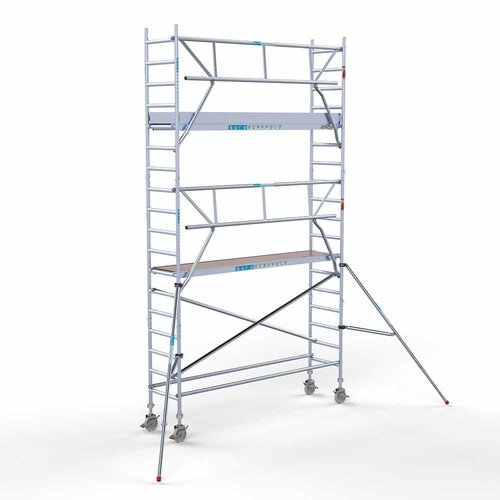 Andamio móvil completo 75 x 305 x 6,2 m altura de trabajo + barandillas simples delanteras Euroscaffold Andamio móvil completo 75 x 305 x 6,2 m altura de trabajo + barandillas simples delanteras