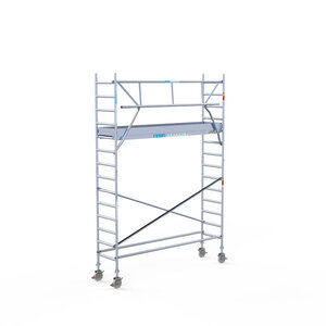 Euroscaffold Andamio móvil completo 75 x 305 x 5,2 m altura de trabajo + barandillas simples delanteras Euroscaffold Andamio móvil completo 75 x 305 x 5,2 m altura de trabajo + barandillas simples delanteras