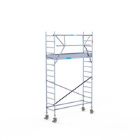 Euroscaffold Andamio móvil completo 75 x 250 x 5,2 m altura de trabajo + barandillas simples delanteras Euroscaffold Andamio móvil completo 75 x 250 x 5,2 m altura de trabajo + barandillas simples delanteras