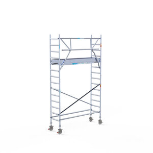 Euroscaffold Andamio móvil completo 75 x 250 x 5,2 m altura de trabajo + barandillas simples delanteras Euroscaffold Andamio móvil completo 75 x 250 x 5,2 m altura de trabajo + barandillas simples delanteras