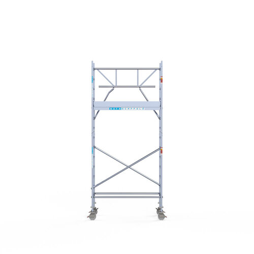 Andamio rodante completo 75 x 190 x 5,2 m altura de trabajo + barandillas simples delanteras Euroscaffold Andamio rodante completo 75 x 190 x 5,2 m altura de trabajo + barandillas simples delanteras