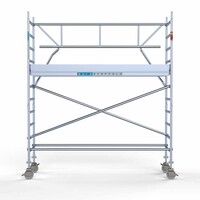 Euroscaffold Andamio móvil completo 75 x 305 x 4,2 m altura de trabajo + barandillas simples delanteras Euroscaffold Andamio móvil completo 75 x 305 x 4,2 m altura de trabajo + barandillas simples delanteras